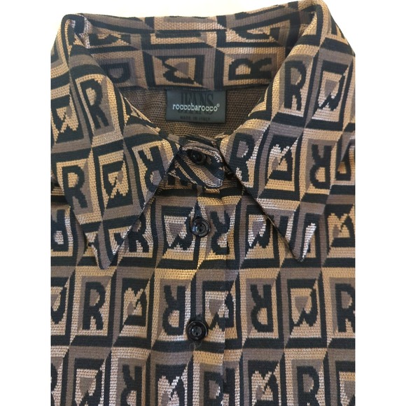 Vtg Made in Italy roccobarocco Blouse Women 8 Signature Design Retro Hippy Chic - Picture 5 of 12